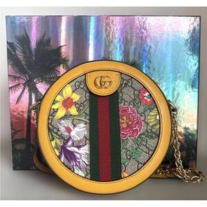 Gucci Round Crossbody Bag - Yellow and Multicolor Floral